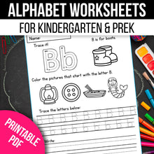 Load image into Gallery viewer, Alphabet Tracing Worksheets