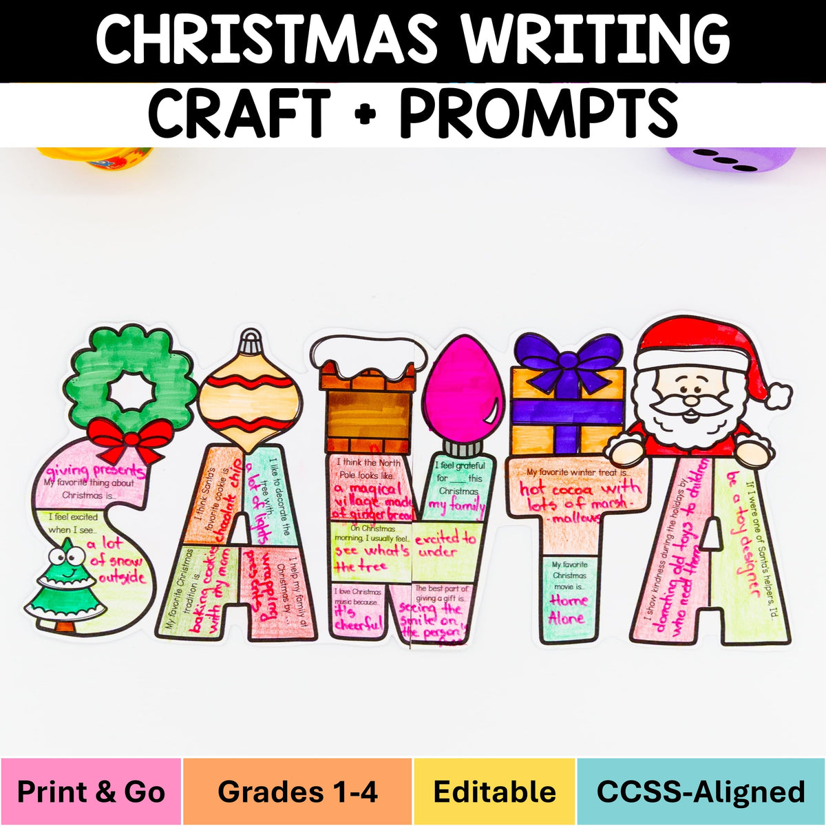 Christmas Writing Craft Writing Prompts and Bulletin Board – My Nerdy ...