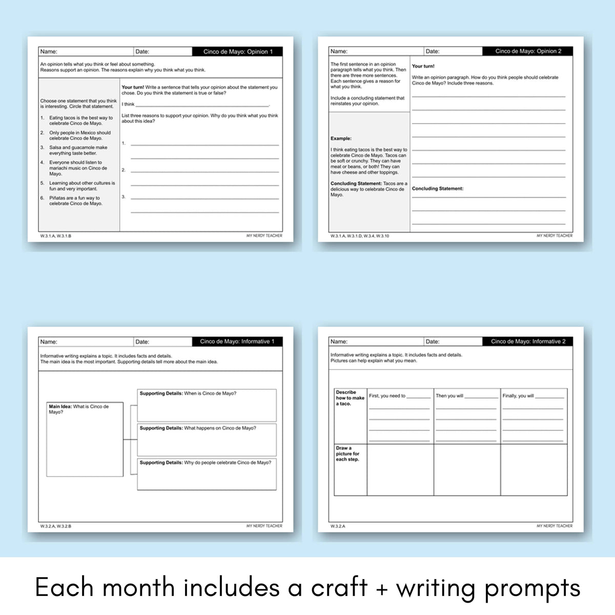 Cinco de Mayo Writing Craft Writing Prompts and Bulletin Board – My ...