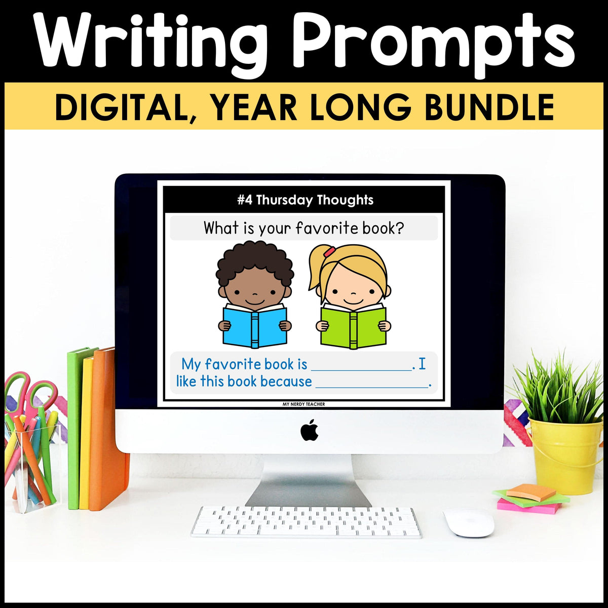 Morning work writing prompts 1st grade year long bundle google slide