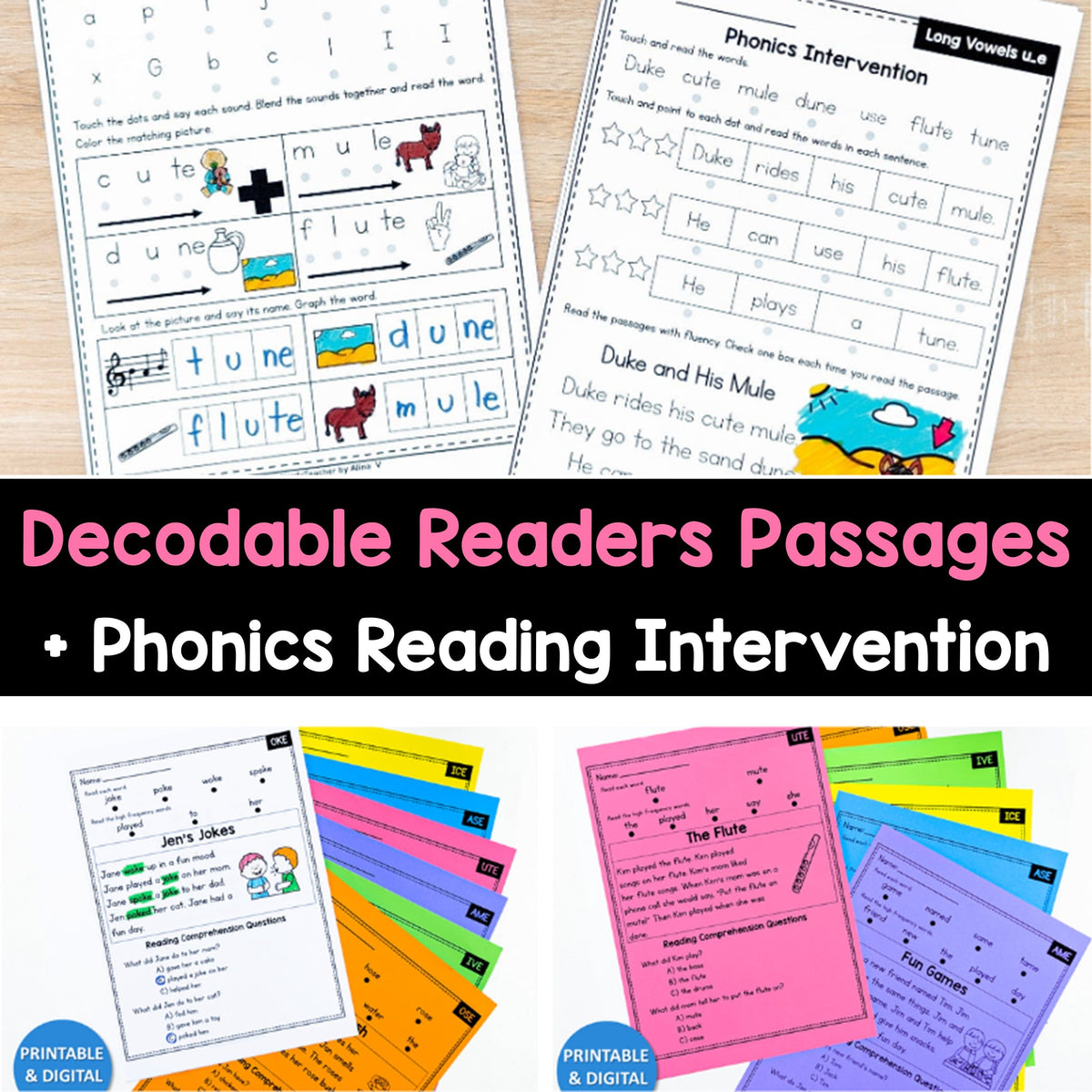 Decodable Readers Passages Bundle Phonics Reading Intervention Bundl