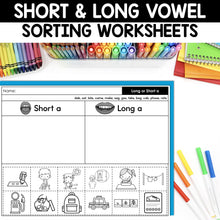Load image into Gallery viewer, FREE Short vs Long Vowels Worksheets