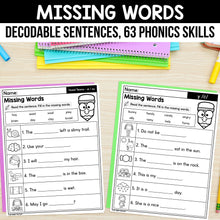 Load image into Gallery viewer, Missing Words in Decodable Sentences