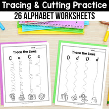 Load image into Gallery viewer, Alphabet Tracing & Cutting Practice Worksheets