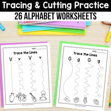 Load image into Gallery viewer, Alphabet Tracing & Cutting Practice Worksheets