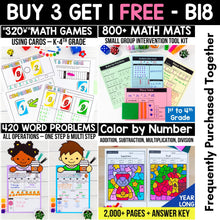 Load image into Gallery viewer, Buy3Get1 FREE B18 Math Mats, Games, Word Problems & More (K–4)
