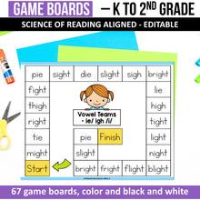 Load image into Gallery viewer, Science of Reading Game Board with Decodable Words (Editable)