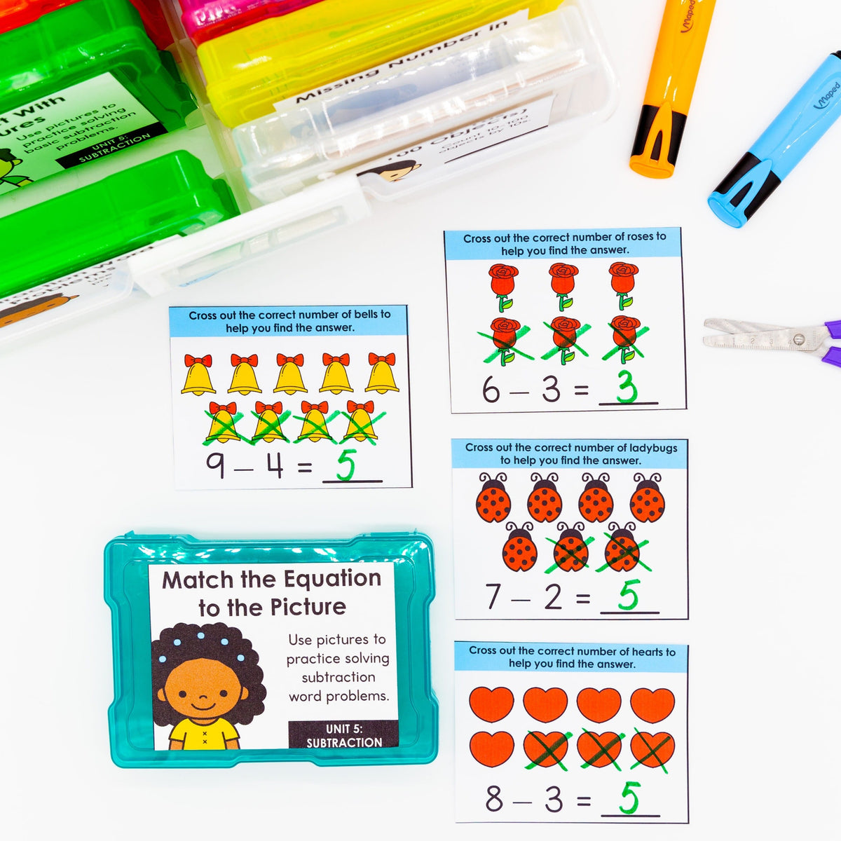 Subtraction Kindergarten Math Task Cards - CCSS Aligned – My Nerdy Teacher