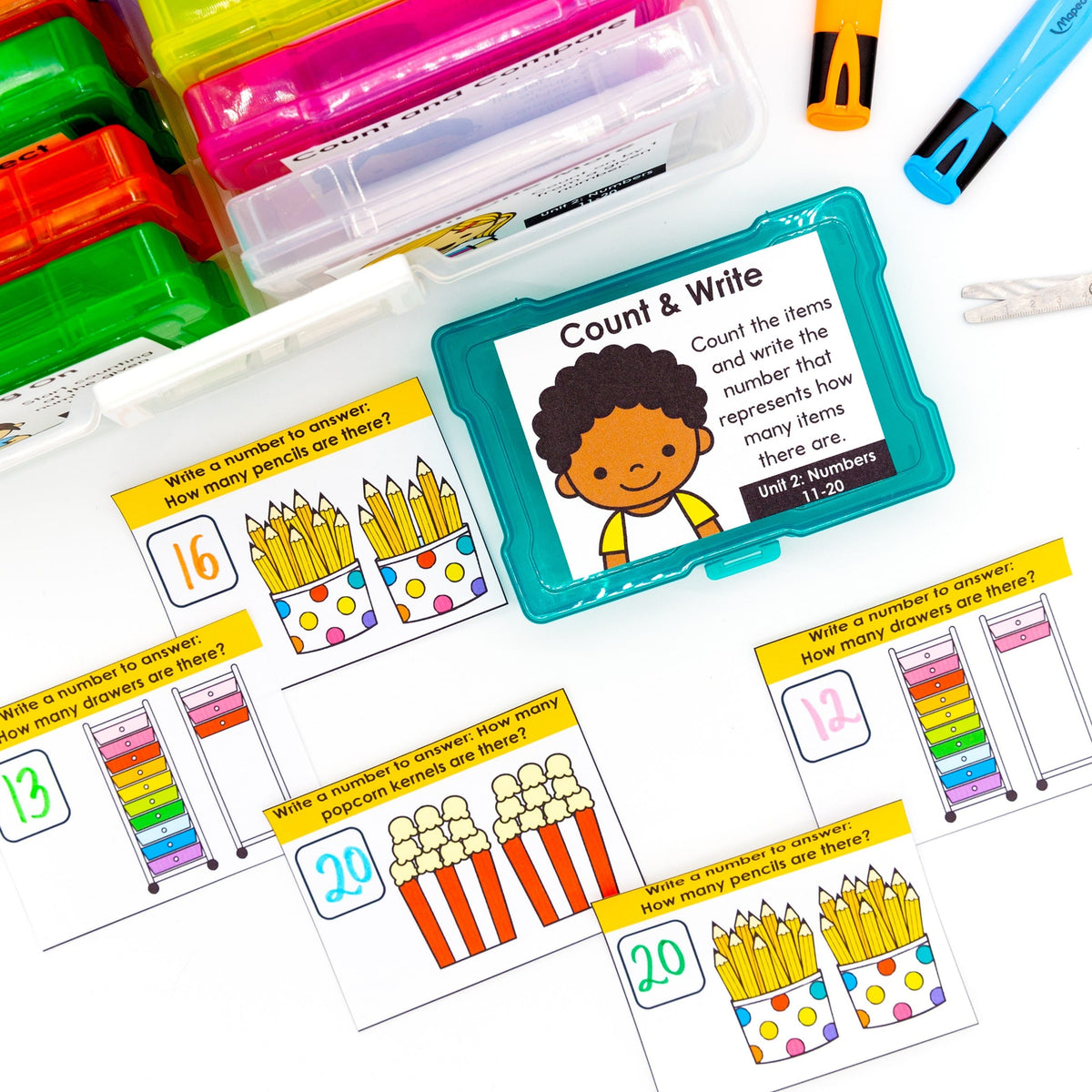 Numbers 1 to 20 Kindergarten Math Task Cards - CCSS Aligned – My Nerdy ...