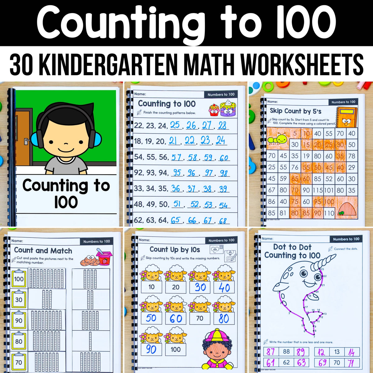Counting to 100 - Kindergarten Math Worksheets – My Nerdy Teacher