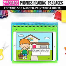 Load image into Gallery viewer, 2nd Grade Phonics Reading Passages with Multisyllabic Words (Editable) - Science of Reading Aligned