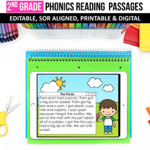 Load image into Gallery viewer, 2nd Grade Phonics Reading Passages with Multisyllabic Words (Editable) - Science of Reading Aligned