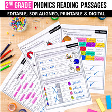 Load image into Gallery viewer, 2nd Grade Phonics Reading Passages with Multisyllabic Words (Editable) - Science of Reading Aligned