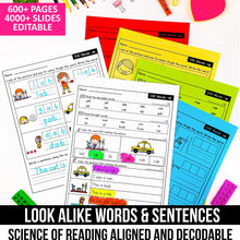 Load image into Gallery viewer, Decodable Look Alike Words and Sentences MEGA BUNDLE (Editable) - K - 2nd Grade