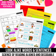 Load image into Gallery viewer, Decodable Look Alike Words and Sentences MEGA BUNDLE (Editable) - K - 2nd Grade