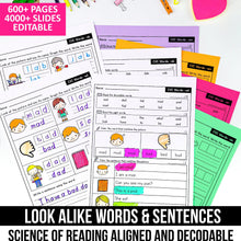 Load image into Gallery viewer, Decodable Look Alike Words and Sentences MEGA BUNDLE (Editable) - K - 2nd Grade