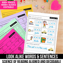 Load image into Gallery viewer, Decodable Look Alike Words and Sentences MEGA BUNDLE (Editable) - K - 2nd Grade