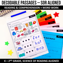 Load image into Gallery viewer, Science of Reading Decodable Passages + Word Work MEGA BUNDLE - K to 2nd Grade - Digital Download