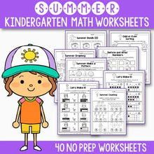 Load image into Gallery viewer, Summer Math Worksheet, End of Year Activities Math, Summer Packet Kindergarten