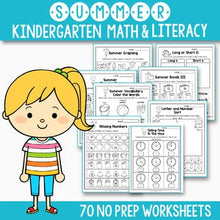 Load image into Gallery viewer, Summer Math and Literacy - End of the Year Activities for Kindergarten No Prep