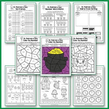 Load image into Gallery viewer, St Patrick's Day Activities Kindergarten, St Patrick's Day Math Worksheets