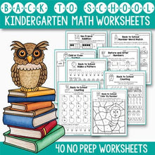 Load image into Gallery viewer, Back to School Activities Kindergarten, Back to School Math Activities