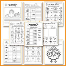 Load image into Gallery viewer, Thanksgiving Activities For Kindergarten Literacy No Prep