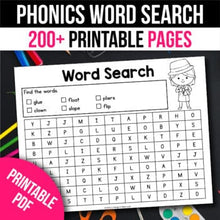 Load image into Gallery viewer, Phonics Word Search CVC CVCe Blends Digraphs Sight Words Spring 200 pages