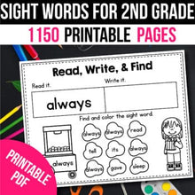 Load image into Gallery viewer, 2nd Grade Sight Word Practice Books Worksheets Morning Work 1150 pages SA