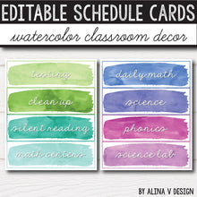 Load image into Gallery viewer, Daily Schedule Cards EDITABLE - Watercolor INSTANT DOWNLOAD