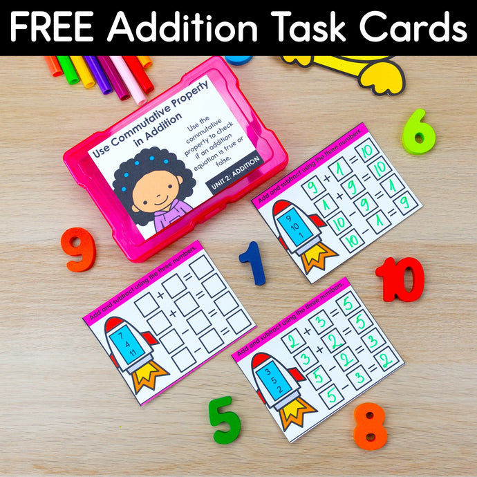 Free Addition Fact Family Task Card