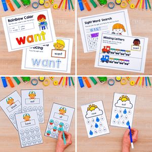 Buy3Get1 FREE B16 - Heart Words, Sight Words Practice, Coloring Sheets, Word Search