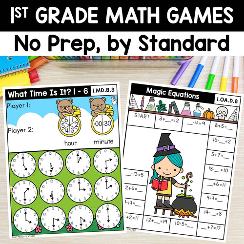 1st Grade Math Games by Standard - CCSS Aligned - No Prep