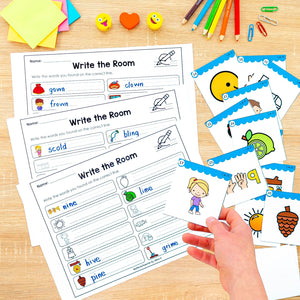 Buy3Get1 FREE B12 - Beginning Sounds, Digraphs and Blends, Roll and Read, Write the Room