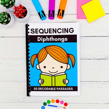 Load image into Gallery viewer, 50 Diphthongs Decodable Read &amp; Sequence Phonics Passages