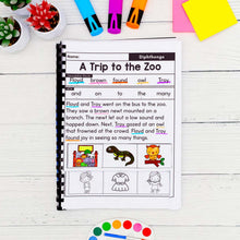 Load image into Gallery viewer, 50 Diphthongs Decodable Read &amp; Sequence Phonics Passages