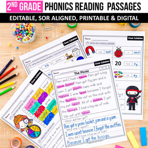 Buy3Get1 FREE B11 - Multisyllabic Words, Reading Passages, Decodable Poems, Partner Plays