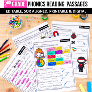 Buy3Get1 FREE B11 - Multisyllabic Words, Reading Passages, Decodable Poems, Partner Plays