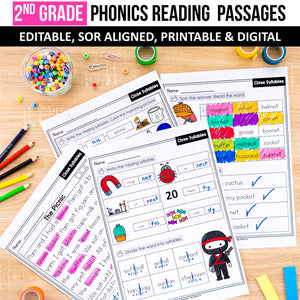 Buy3Get1 FREE B11 - Multisyllabic Words, Reading Passages, Decodable Poems, Partner Plays