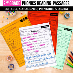 Buy3Get1 FREE B11 - Multisyllabic Words, Reading Passages, Decodable Poems, Partner Plays