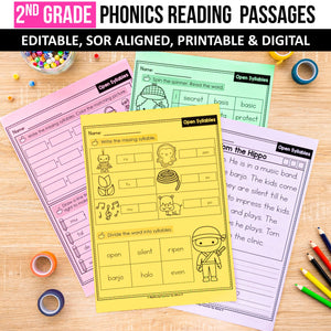 Buy3Get1 FREE B11 - Multisyllabic Words, Reading Passages, Decodable Poems, Partner Plays