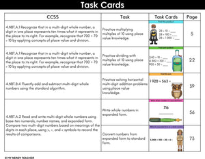 4th Grade Math Task Cards - CCSS Aligned