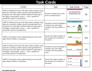 4th Grade Math Task Cards - CCSS Aligned