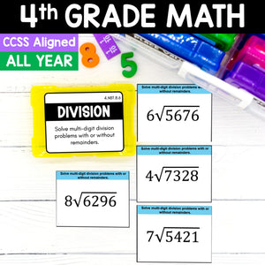 4th Grade Math Task Cards - CCSS Aligned
