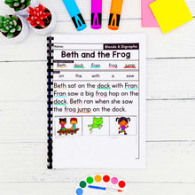 Load image into Gallery viewer, 50 Blends &amp; Digraphs Decodable Read &amp; Sequence Phonics Passages