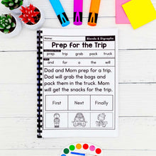 Load image into Gallery viewer, 50 Blends &amp; Digraphs Decodable Read &amp; Sequence Phonics Passages