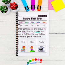 Load image into Gallery viewer, 50 CVCe Words Decodable Read &amp; Sequence Phonics Passages