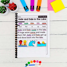 Load image into Gallery viewer, 50 CVCe Words Decodable Read &amp; Sequence Phonics Passages