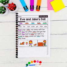 Load image into Gallery viewer, 50 CVCe Words Decodable Read &amp; Sequence Phonics Passages