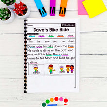 Load image into Gallery viewer, 50 CVCe Words Decodable Read &amp; Sequence Phonics Passages